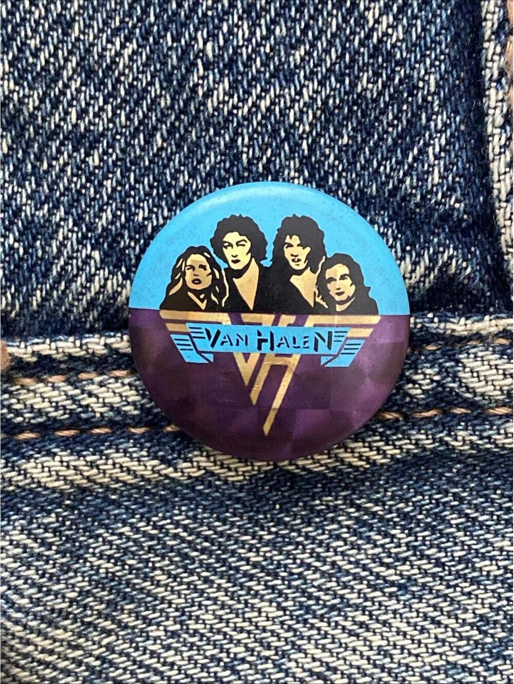 Van Halen Holo Prismatic Button Badge Pin Pinback Vintage Round #516 Concert
